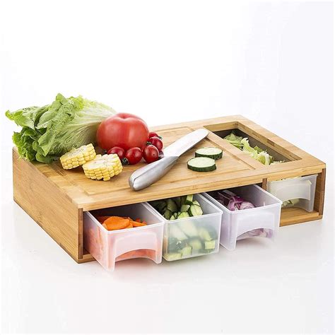 Buy Fing Cutting Board With 4 Containers Drawers With Large Serving