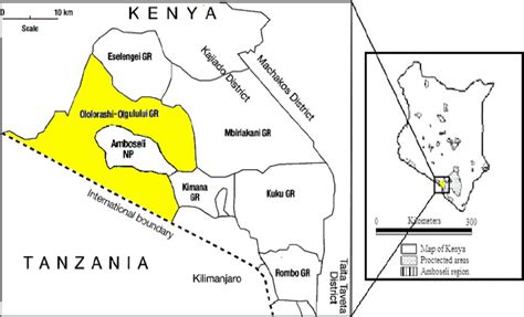 Map Of Amboseli Ecosystem Showing Amboseli National Park And