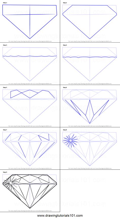 How To Draw A Diamond Printable Step By Step Drawing Sheet