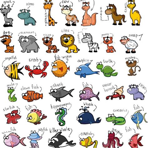 Funny Cartoon Animals For Kids Vector Cartoon Drawings Cartoon