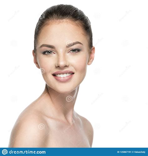 Portrait Of Beautiful Young Smiling Woman With Beauty Face Stock Image