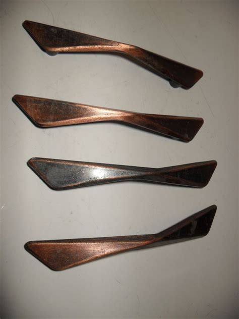 Vintage nos chrome chevron v drawer pull cabinet door handle boomerang mcm. chevron cabinet hardware | VINTAGE-COPPER-DRAWER-PULLS ...