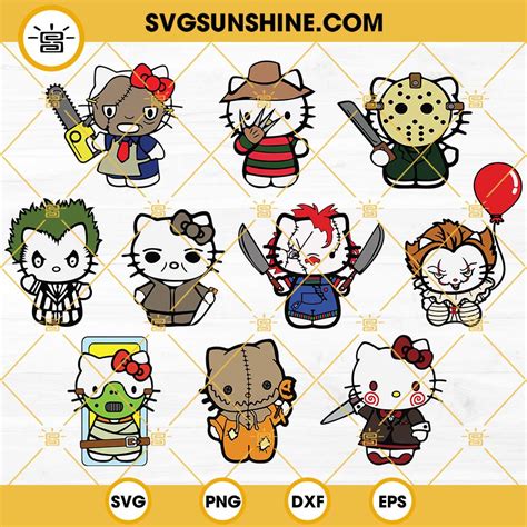 Hello Kitty Horror Movies Characters Svg Bundle Freddy Pennywise
