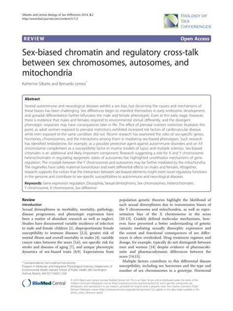 Pdf Sex Biased Chromatin And Regulatory Cross Talk Between Sex