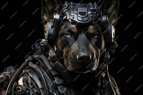 Premium AI Image | American police dog robot Innovative fight against