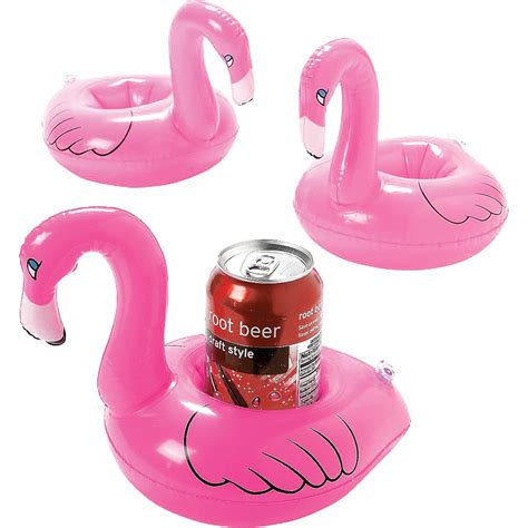 Inflatable Pink Flamingo Floating Drink Coasters 8 Count 1 Super Party