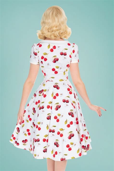 50s Cherry On Top Swing Dress In White