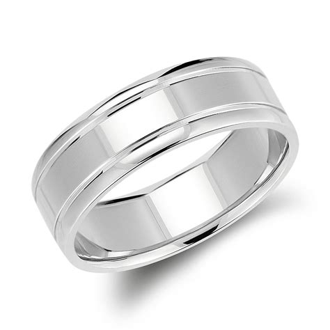 Inlay Comfort Fit Wedding Ring In 14k White Gold 7mm Blue Nile