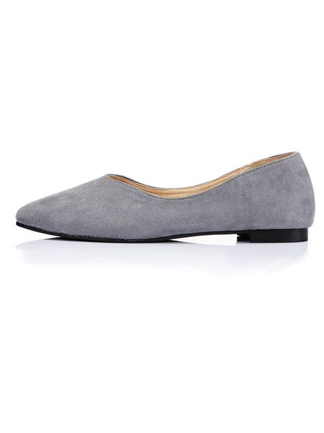 Women S Wide Width Flat Shoes Suede Comfortable Slip On Round Toe Ballet Flats