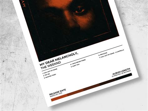 The Weeknd Poster My Dear Melancholy Album The Weeknd My Etsy