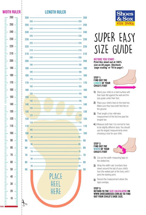 Kids Shoe Size Measurement Chart Printable