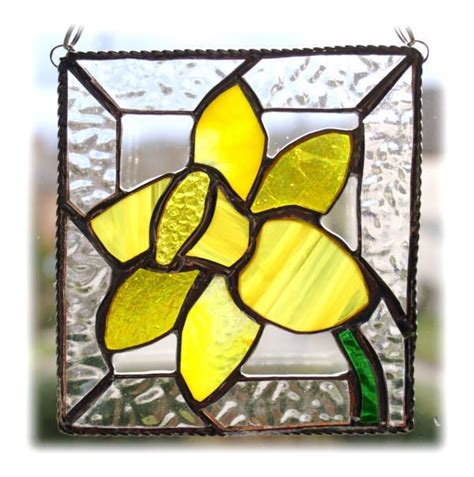 Daffodil Stained Glass Framed Suncatcher Spring Flower Stained Glass