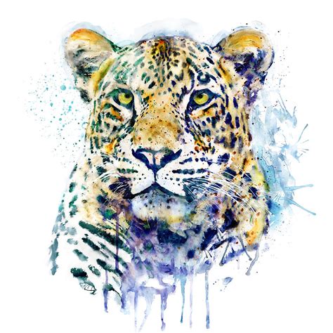 Leopard Head Watercolor Painting By Marian Voicu Fine Art America