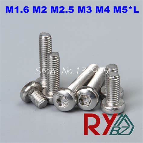 100pcs Lot M1 6 M2 M2 5 M3 M4 M5 L Stainless Steel A2 Round Head Torx Screw Iso 14583 Sus 304