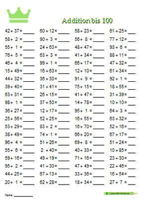 Falls ihr zum beispiel in einer dritten klasse für eine schularbeit üben wollt, findet ihr auf der entsprechenden seite eine übersicht über. Arbeitsblatt - Addition im ZR 100 | Mathe unterrichten ...