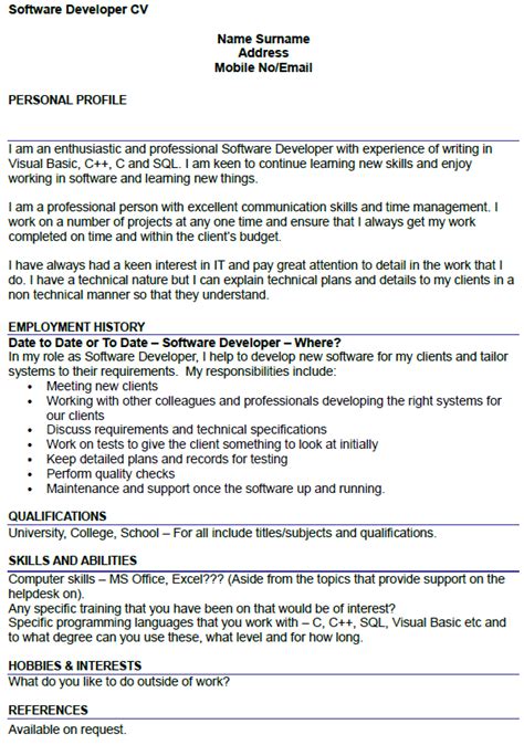 A new era has begun years ago, when a new digitized version of candidate screening through a digital search for. Software Developer CV Example - icover.org.uk