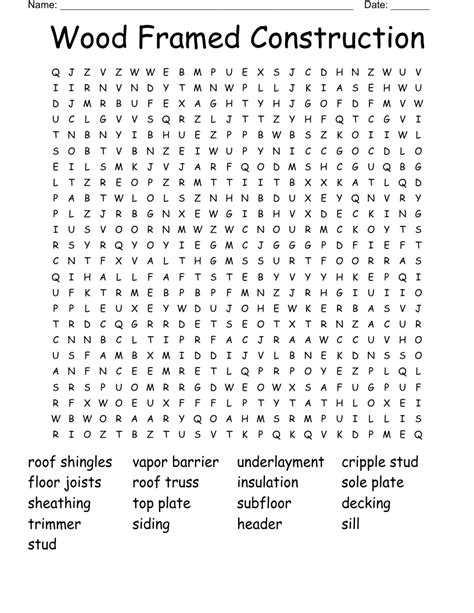 Construction Word Search Wordmint