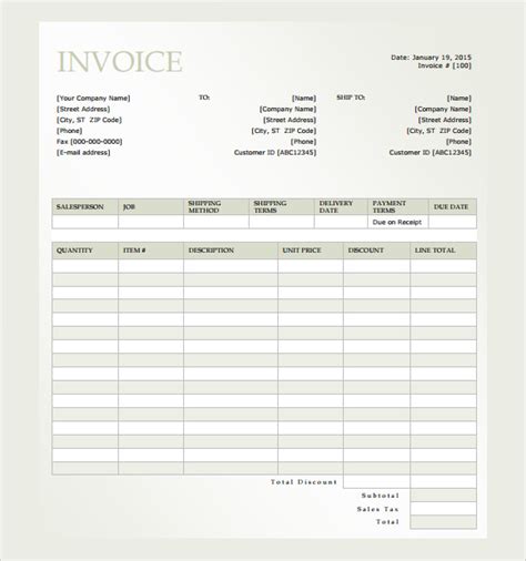 Microsoft Word Invoice Template Invoice Sample Printa