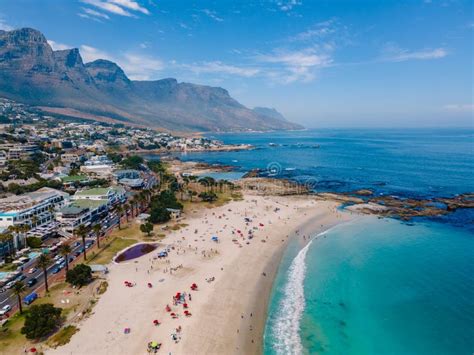 Camps Bay Beach Cape Town From Above With Drone Aerial View Camps Bay