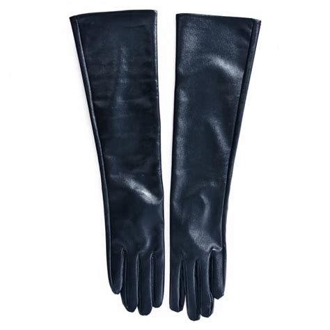 Ame Women Faux Leather Elbow Gloves Winter Long Gloves Warm Lined