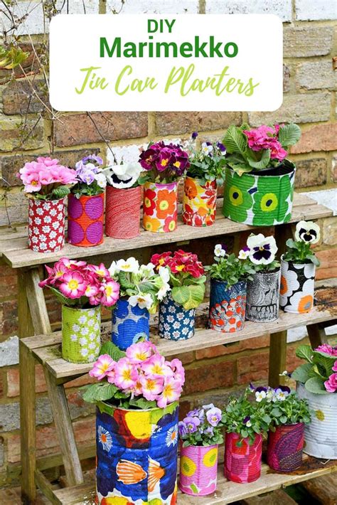 Easy To Make Colourful Tin Can Planters Pillar Box Blue