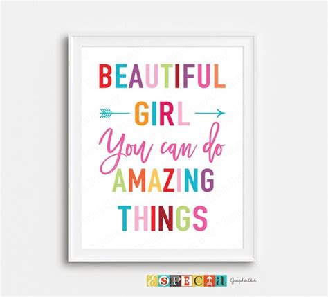 Beautiful Girl You Can Do Amazing Things Printable Wall Art Etsy