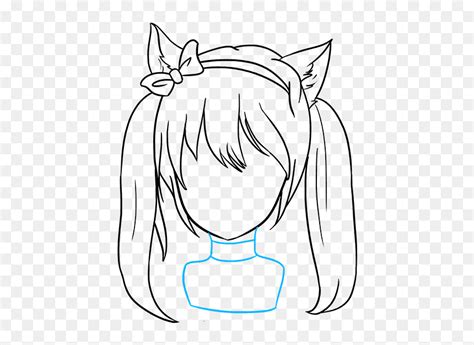 How To Draw Anime Cat Girl Cute Anime Cat Girl Drawing Easy Hd Png