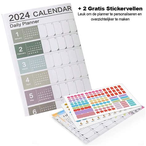Jaarplanner 2024 Kalender Agenda Muurposter Dagelijks Planner