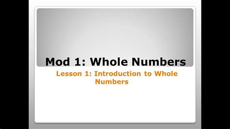 Introduction To Whole Numbers Youtube