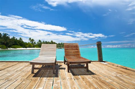 Relax Deckchairs On The Beach Stock Image Image Of Beautiful