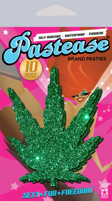 Pastease Glittering Green Pot Leaf Pasties Dallas Novelty Online Sex Toys Retailer