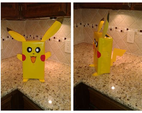 Pikachu Valentine Box Shoe Box Wrapped In Yellow Paper Craft Foam For