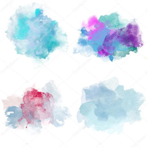 Winter Cold Watercolor Blobs Set Of Watercolor Splashes — Stock Photo