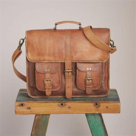 Large Brown Handmade Fairtrade Leather Satchel Bag Lúnasa Crafts