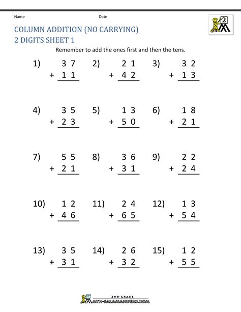 Double digit subtracting without regrouping. 2 Digit Addition Worksheets