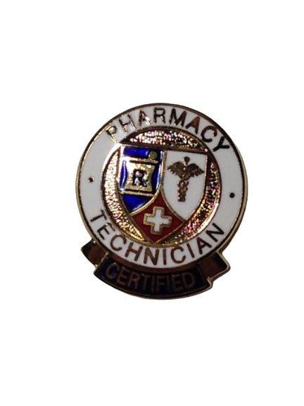 Prestige Medical Certified Pharmacy Technician With Emblem Pin 1037 For