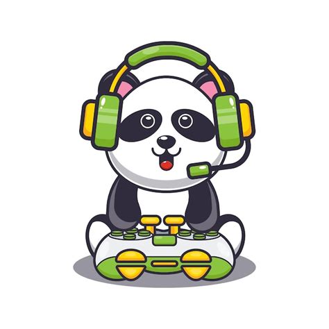 Premium Vector Cute Panda Gaming Cute Cartoon Animal Illustration
