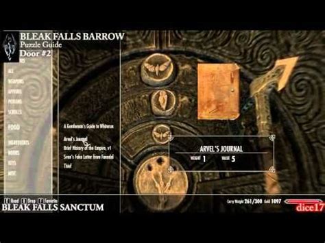 Once you get to the end of the barrow where the artifact is, you will see your first dragon wall. Skyrim Guide - Bleak Falls Barrow Door Code/Combination ...