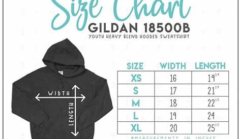 Gildan 18500B Size Chart Gildan Youth Hooded Sweatshirt Size | Etsy