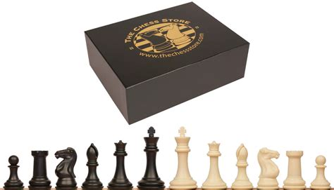 Professional Plastic Chess Set Black And Ivory Pieces With Box 4125