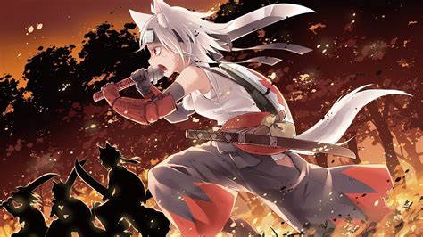 Desktop Wallpaper Fight Sword Momiji Inubashiri Touhou Anime Girl