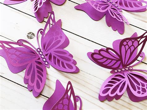 Paper Butterfly Cutouts 3d Purple Paper Butterflies Butterfly Etsy