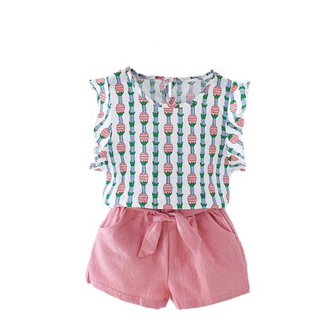 Girls Clothing Sets Summer Kids Clothes Floral Chiffon Halter