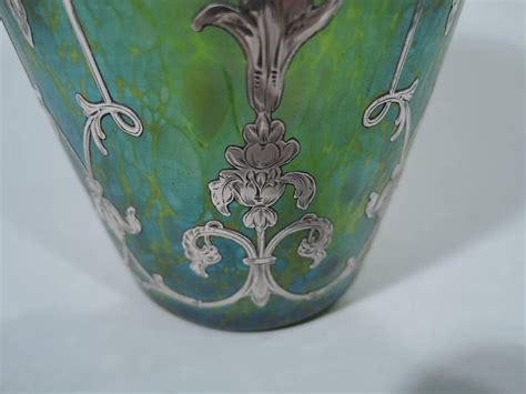 Antique Loetz Art Glass Vase With Silver Overlay For Sale At 1stdibs