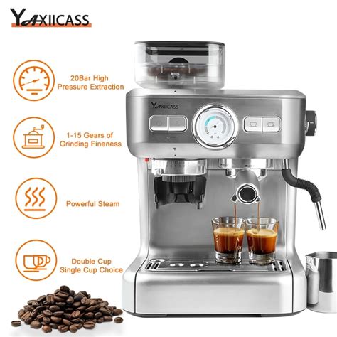 Yaxiicass Espresso Coffee Machine With Grinder 20bar Electric Coffee