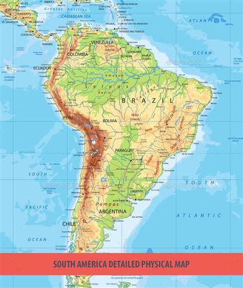Printable Physical Map Of South America