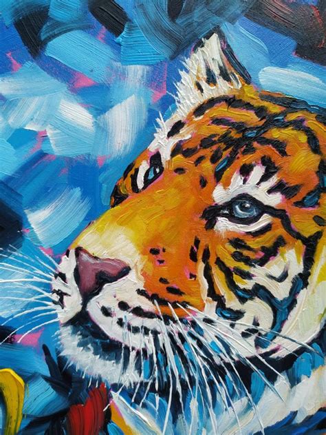 Original Tiger Oil Painting Tiger Wall Art Wildlife Painting Etsy