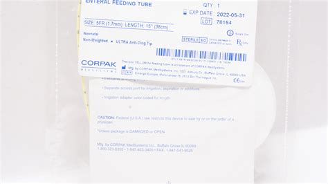 Corpak 20 1155 Corflo Enteral Feeding Tube Neonatal 5fr X 15inch X