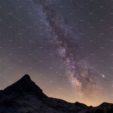 Milky Way Over The Mountains High Quality Nature Stock Photos