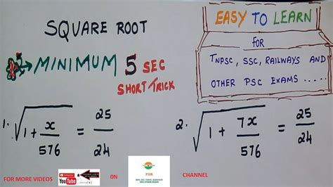 Square Root Sum 5 Sec Short Tricks Youtube